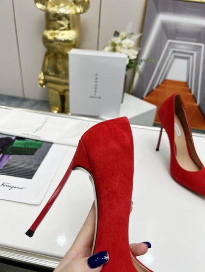 Casadei Pointed-Toe Suede Heels