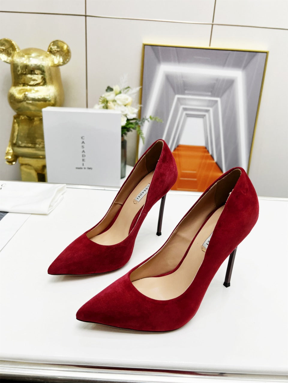 Casadei Pointed-Toe Suede Heels