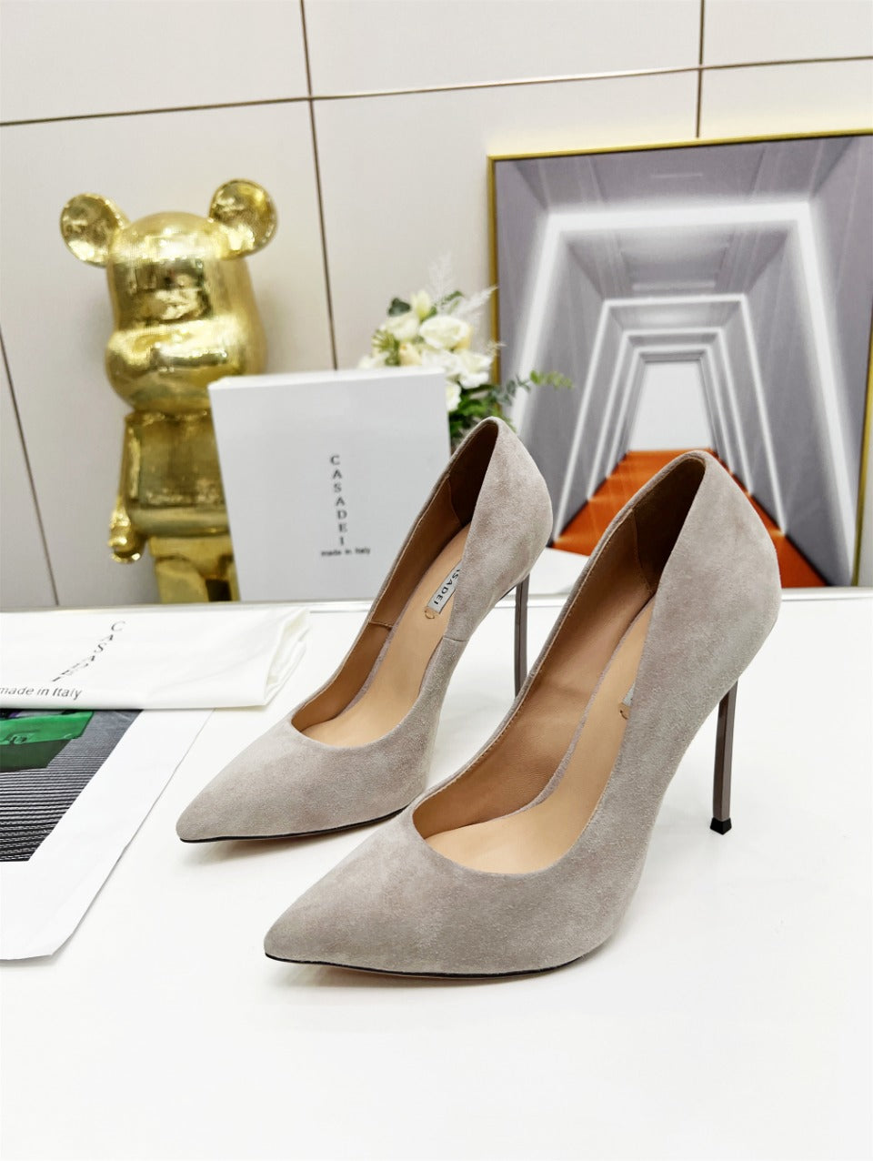 Casadei Pointed-Toe Suede Heels