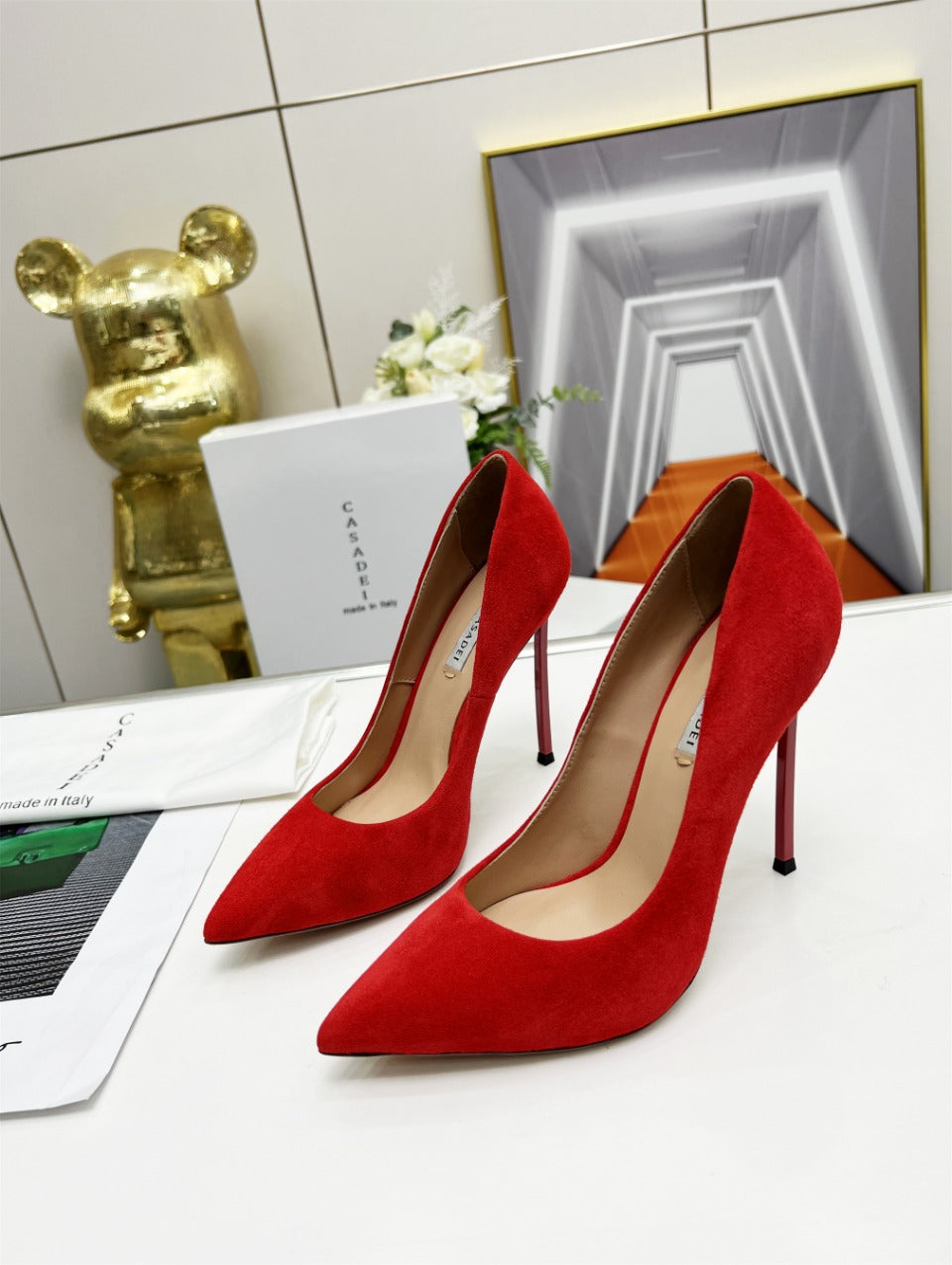 Casadei Pointed-Toe Suede Heels
