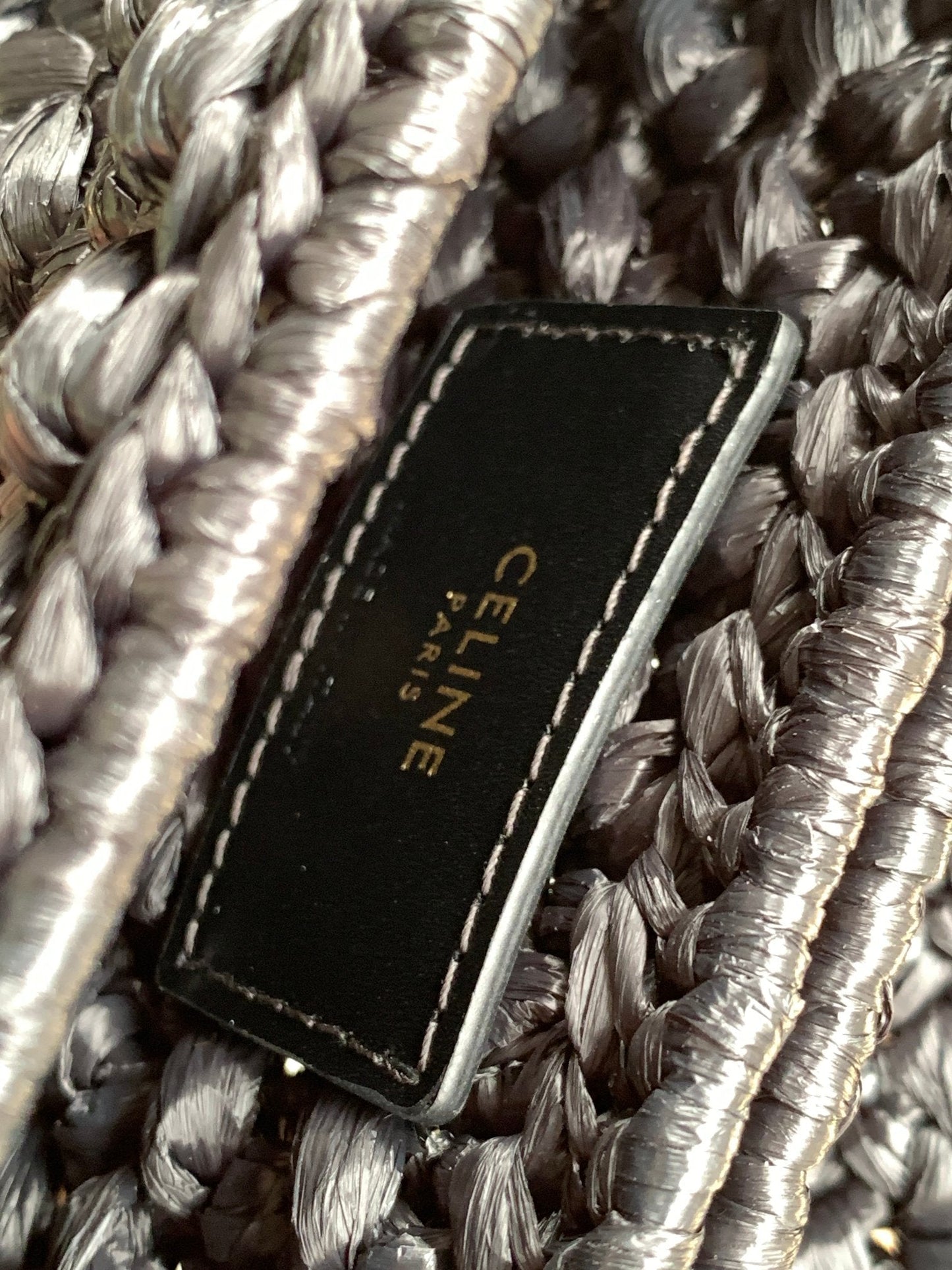 Celine Claude Chain Shoulder Bag in Raffia
