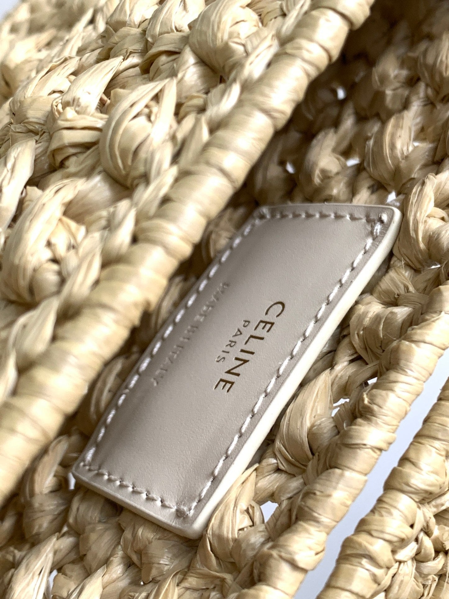 Celine Claude Chain Shoulder Bag in Raffia