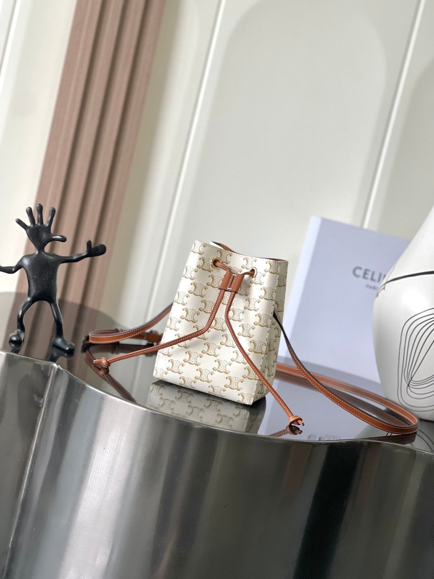 Celine Mini Bucket Bag in Triomphe Canvas