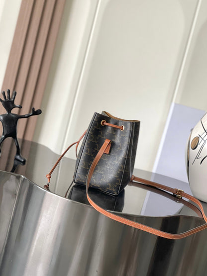 Celine Mini Bucket Bag in Triomphe Canvas
