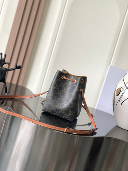 Celine Mini Bucket Bag in Triomphe Canvas