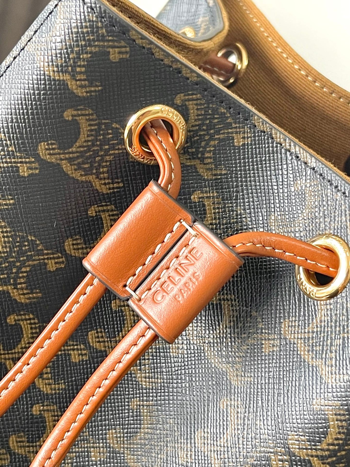 Celine Mini Bucket Bag in Triomphe Canvas