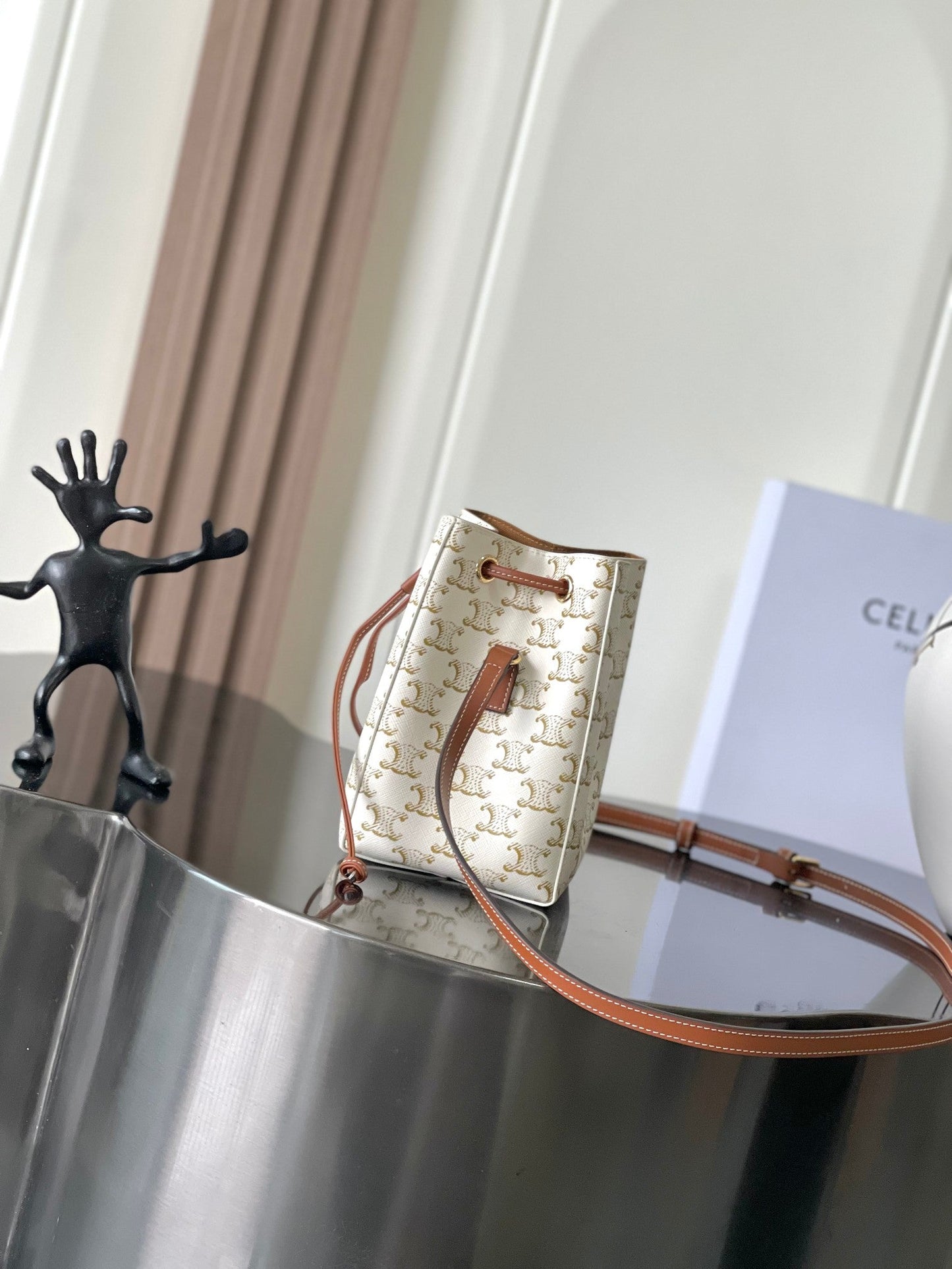 Celine Mini Bucket Bag in Triomphe Canvas