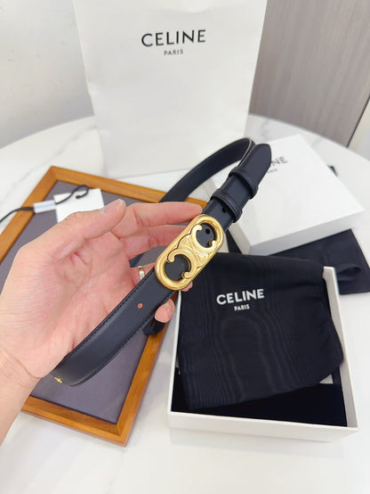 Celine Oval Triomphe Belt in Smooth Calfskin