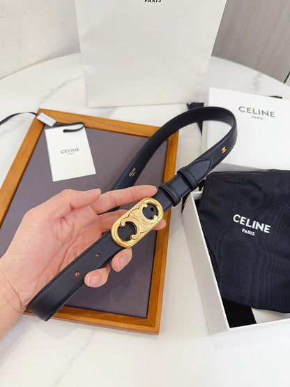 Celine Oval Triomphe Belt in Smooth Calfskin