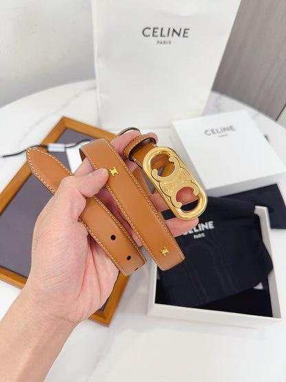 Celine Oval Triomphe Belt in Smooth Calfskin