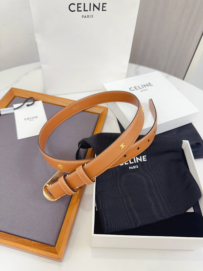 Celine Oval Triomphe Belt in Smooth Calfskin