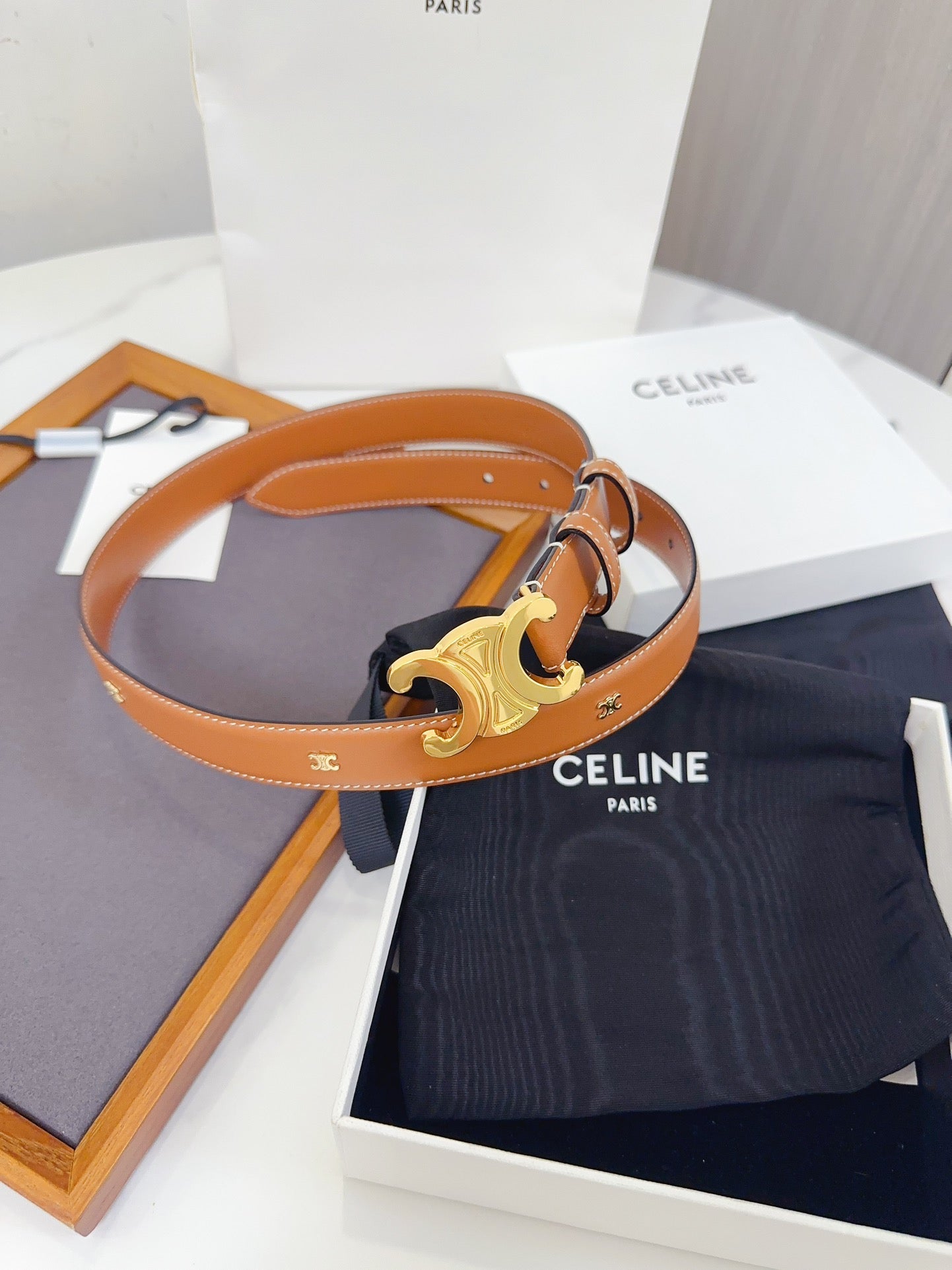 Celine Triomphe Belt in Smooth Calfskin