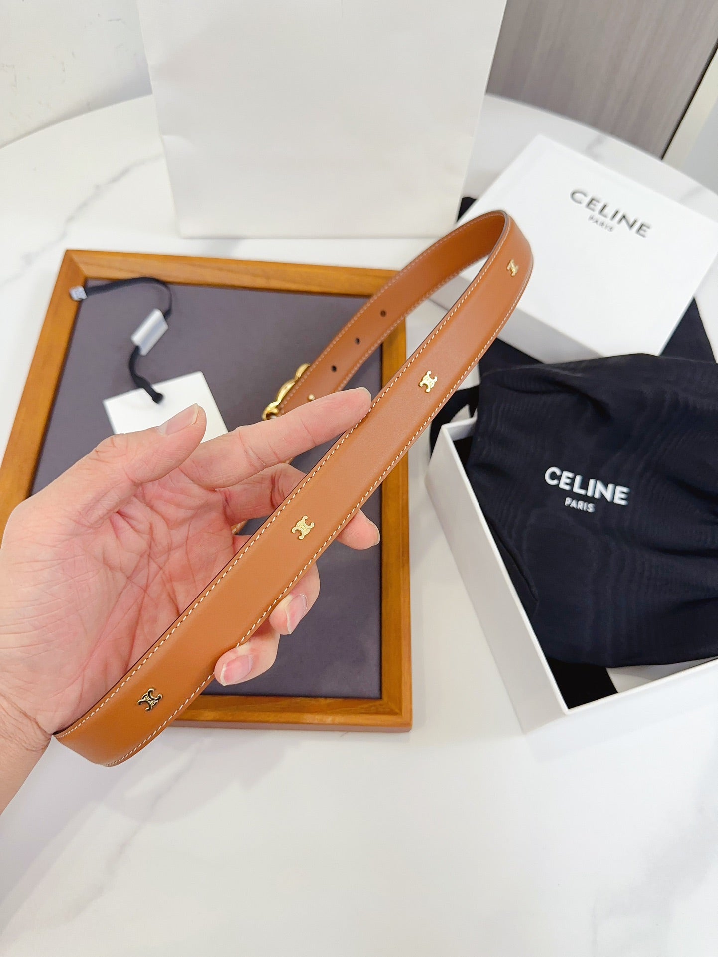 Celine Triomphe Belt in Smooth Calfskin