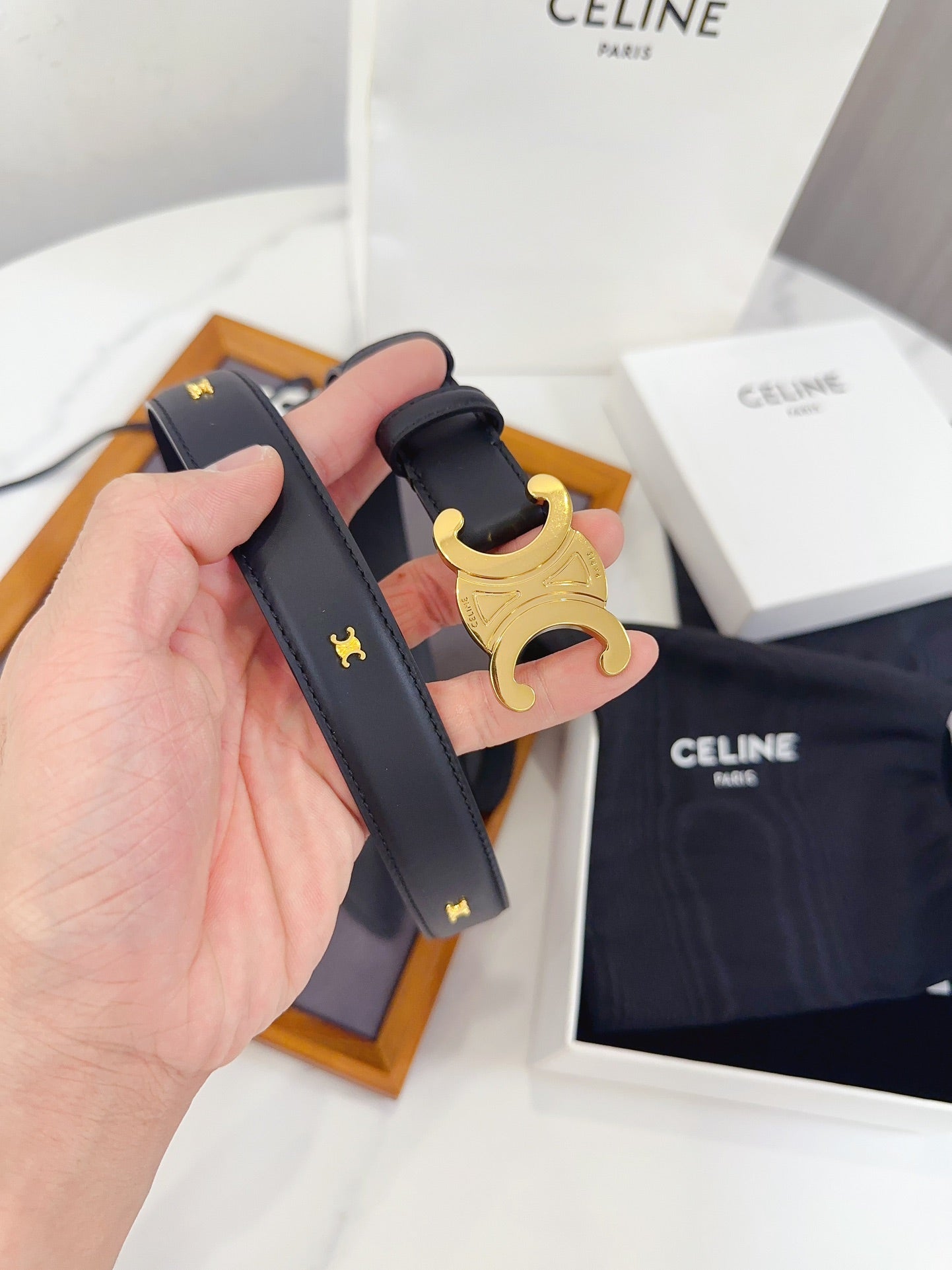 Celine Triomphe Belt in Smooth Calfskin