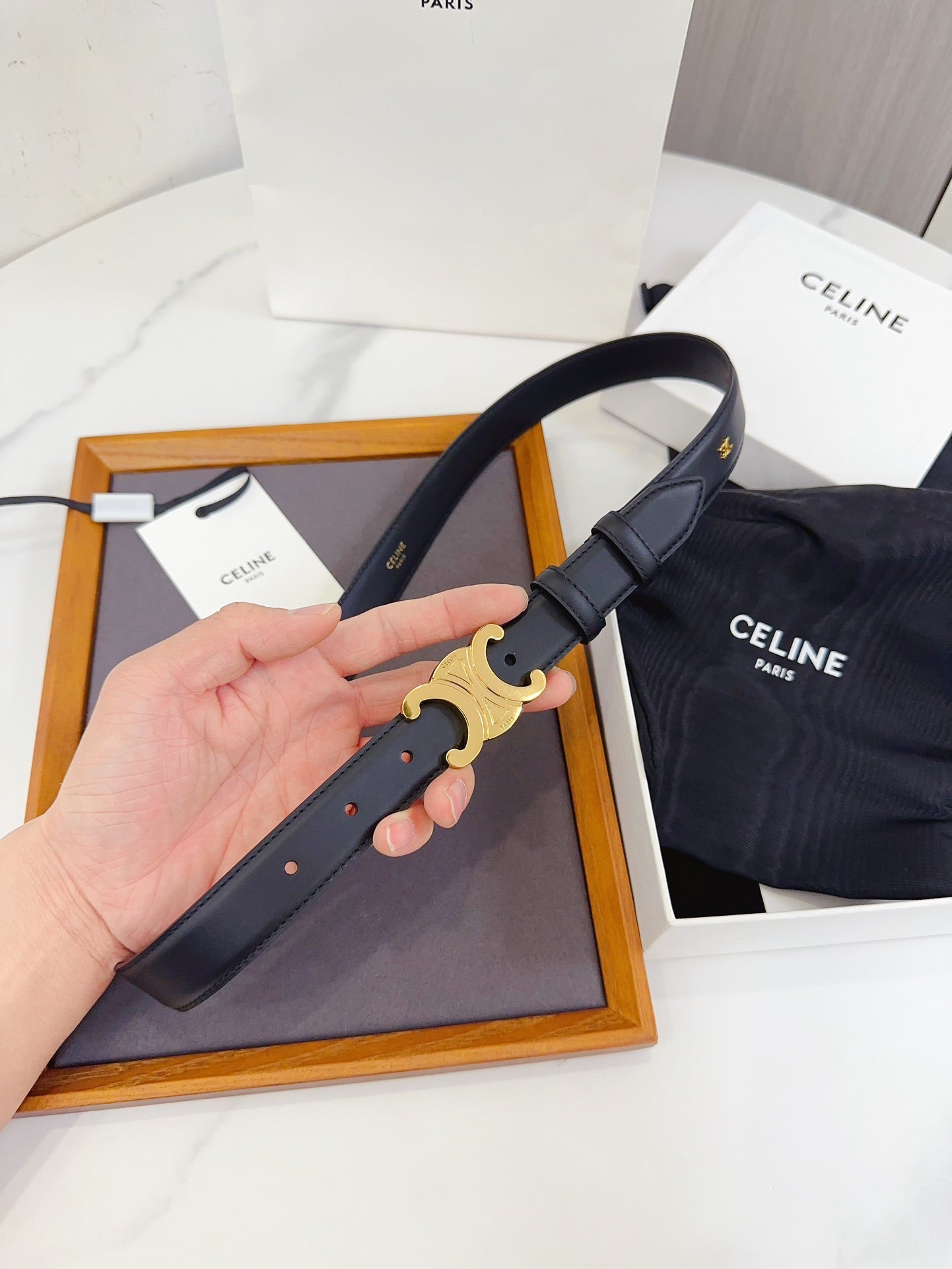 Celine Triomphe Belt in Smooth Calfskin