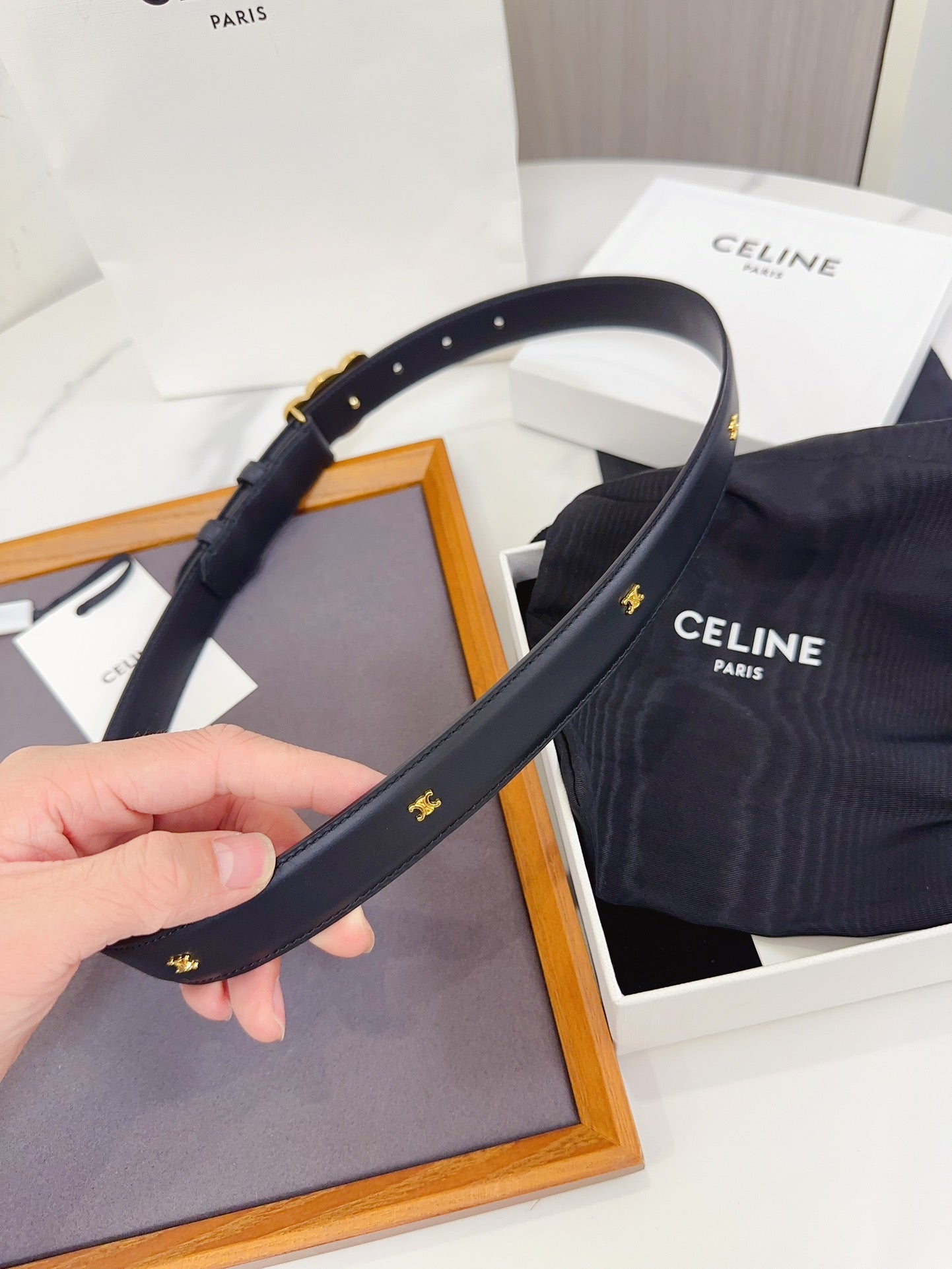 Celine Triomphe Belt in Smooth Calfskin