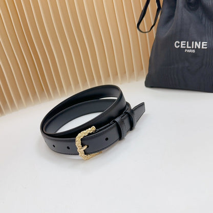 Celine Triomphe Classic Thin Belt with Engraved Buckle