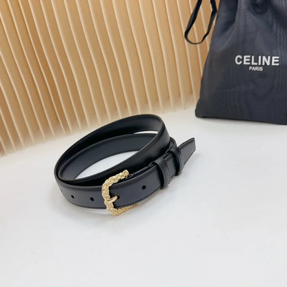 Celine Triomphe Classic Thin Belt with Engraved Buckle