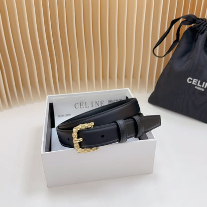 Celine Triomphe Classic Thin Belt with Engraved Buckle