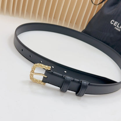 Celine Triomphe Classic Thin Belt with Engraved Buckle