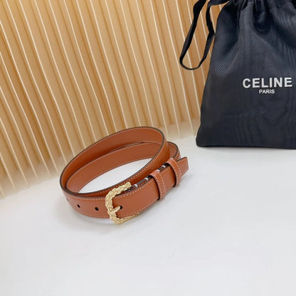Celine Triomphe Classic Thin Belt with Engraved Buckle