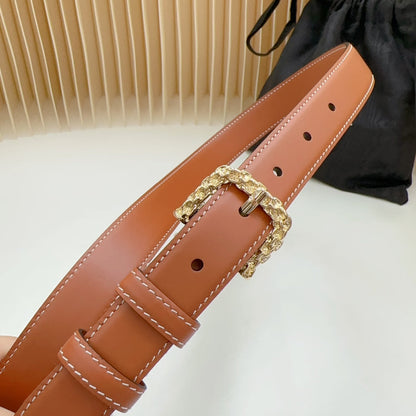 Celine Triomphe Classic Thin Belt with Engraved Buckle