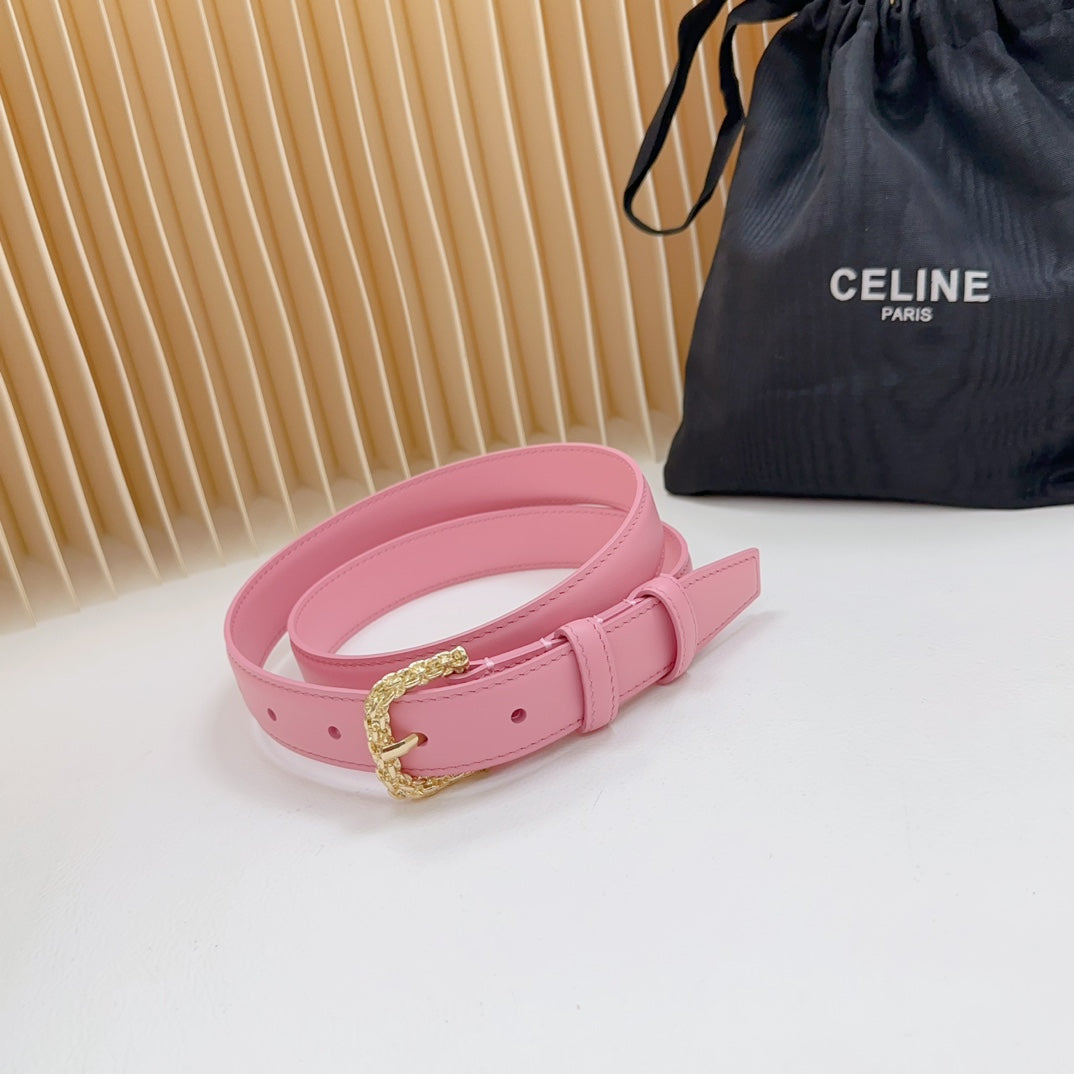 Celine Triomphe Classic Thin Belt with Engraved Buckle