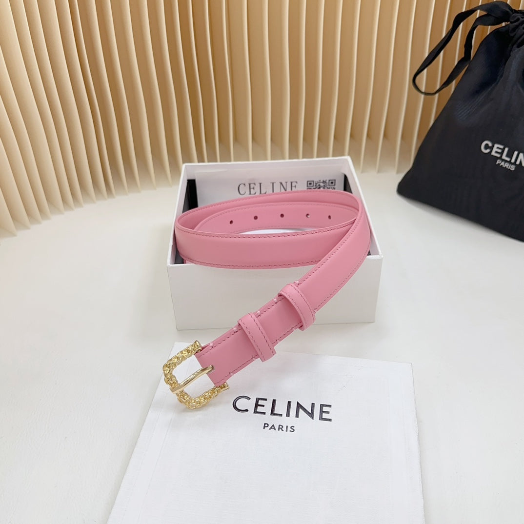 Celine Triomphe Classic Thin Belt with Engraved Buckle