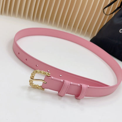 Celine Triomphe Classic Thin Belt with Engraved Buckle