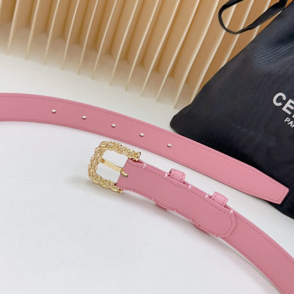 Celine Triomphe Classic Thin Belt with Engraved Buckle
