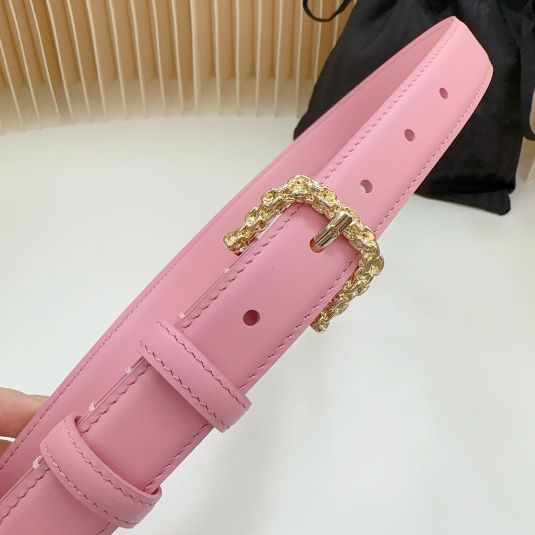 Celine Triomphe Classic Thin Belt with Engraved Buckle