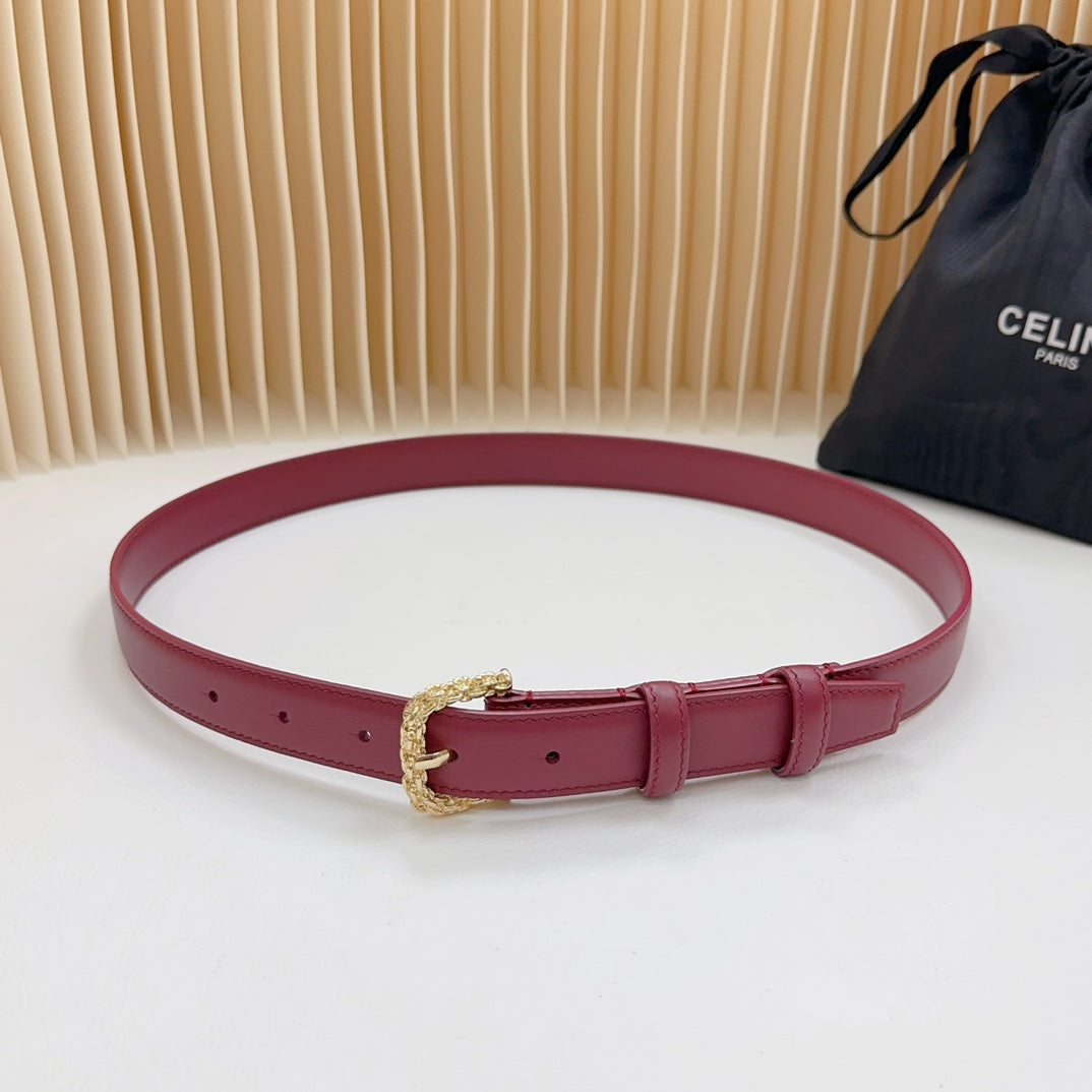 Celine Triomphe Classic Thin Belt with Engraved Buckle
