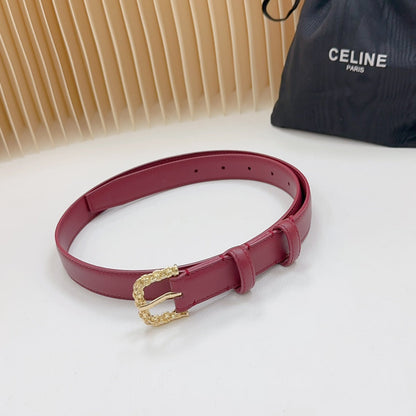 Celine Triomphe Classic Thin Belt with Engraved Buckle