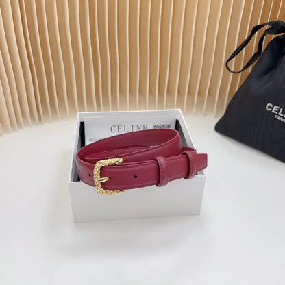 Celine Triomphe Classic Thin Belt with Engraved Buckle