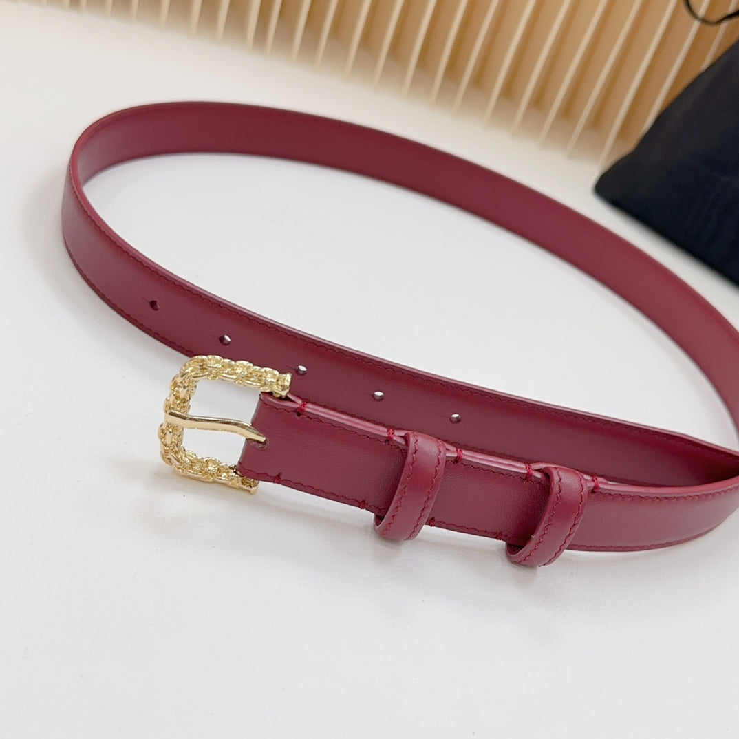 Celine Triomphe Classic Thin Belt with Engraved Buckle