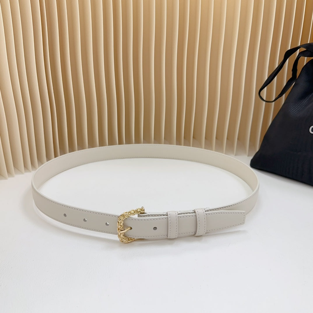 Celine Triomphe Classic Thin Belt with Engraved Buckle