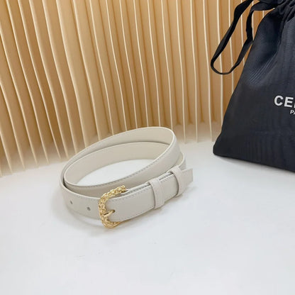 Celine Triomphe Classic Thin Belt with Engraved Buckle