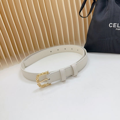 Celine Triomphe Classic Thin Belt with Engraved Buckle