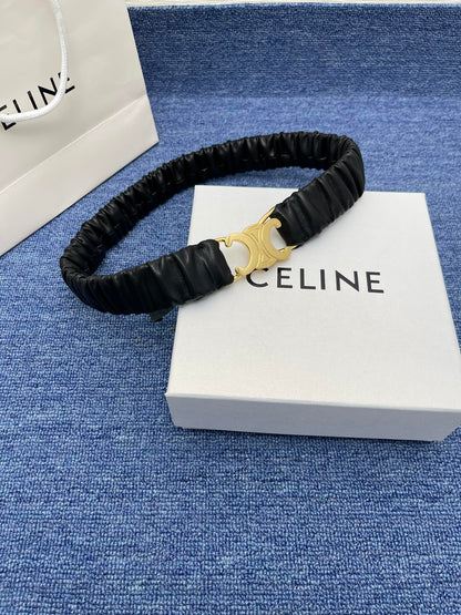 Celine Triomphe Elastic Scrunch Belt