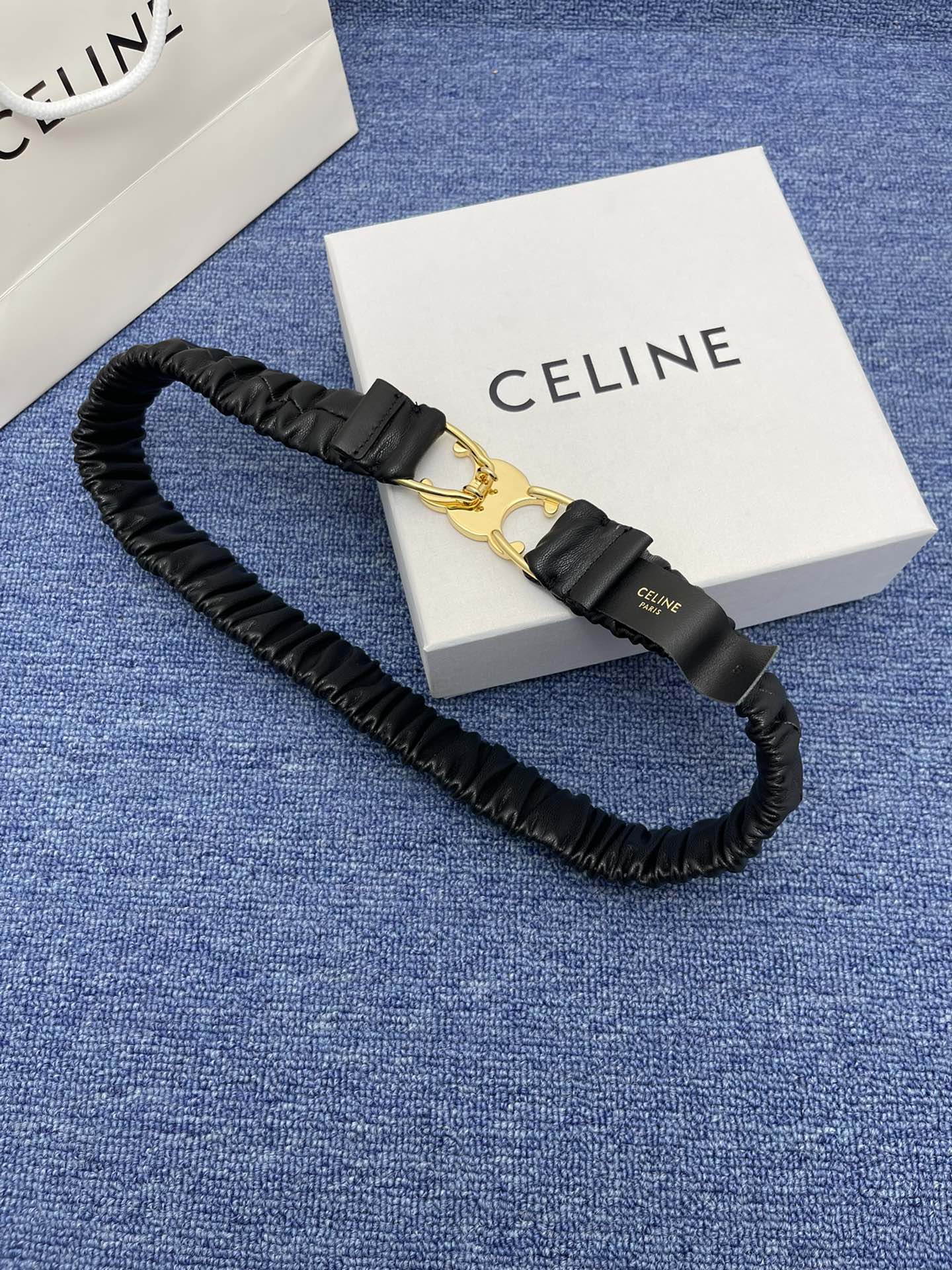 Celine Triomphe Elastic Scrunch Belt