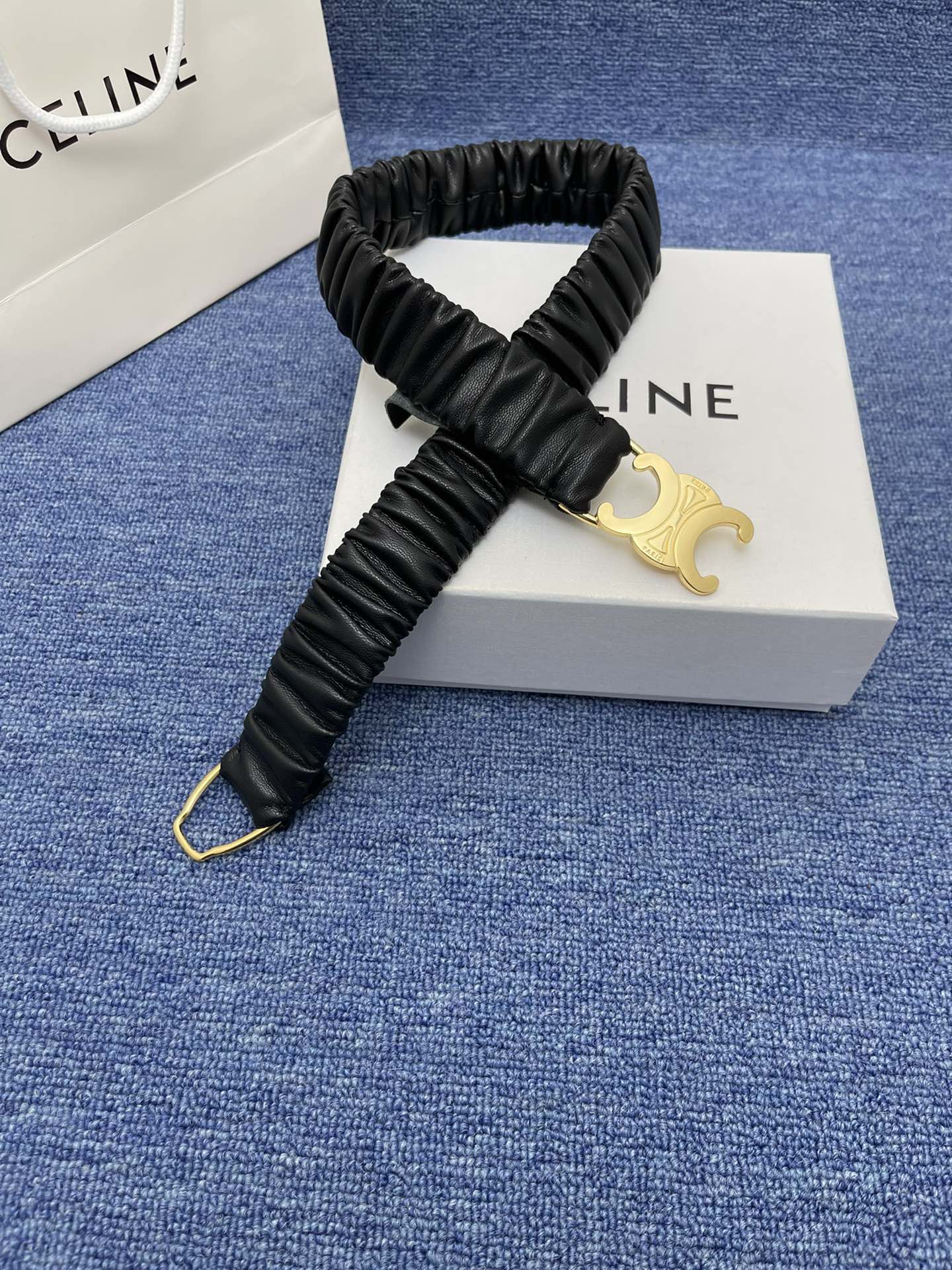 Celine Triomphe Elastic Scrunch Belt