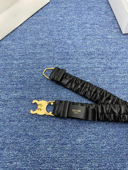 Celine Triomphe Elastic Scrunch Belt