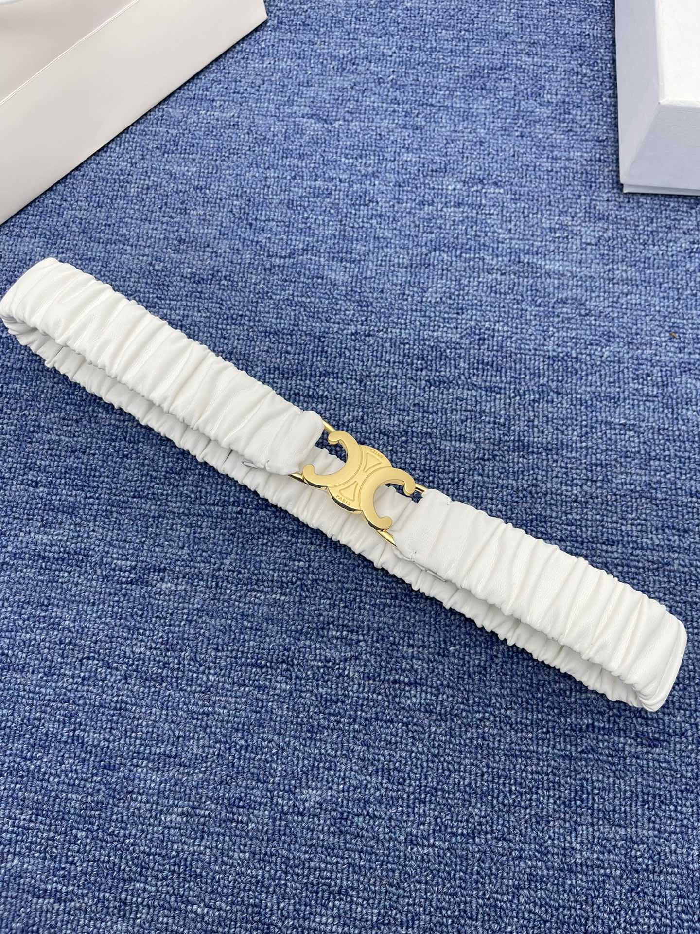 Celine Triomphe Elastic Scrunch Belt