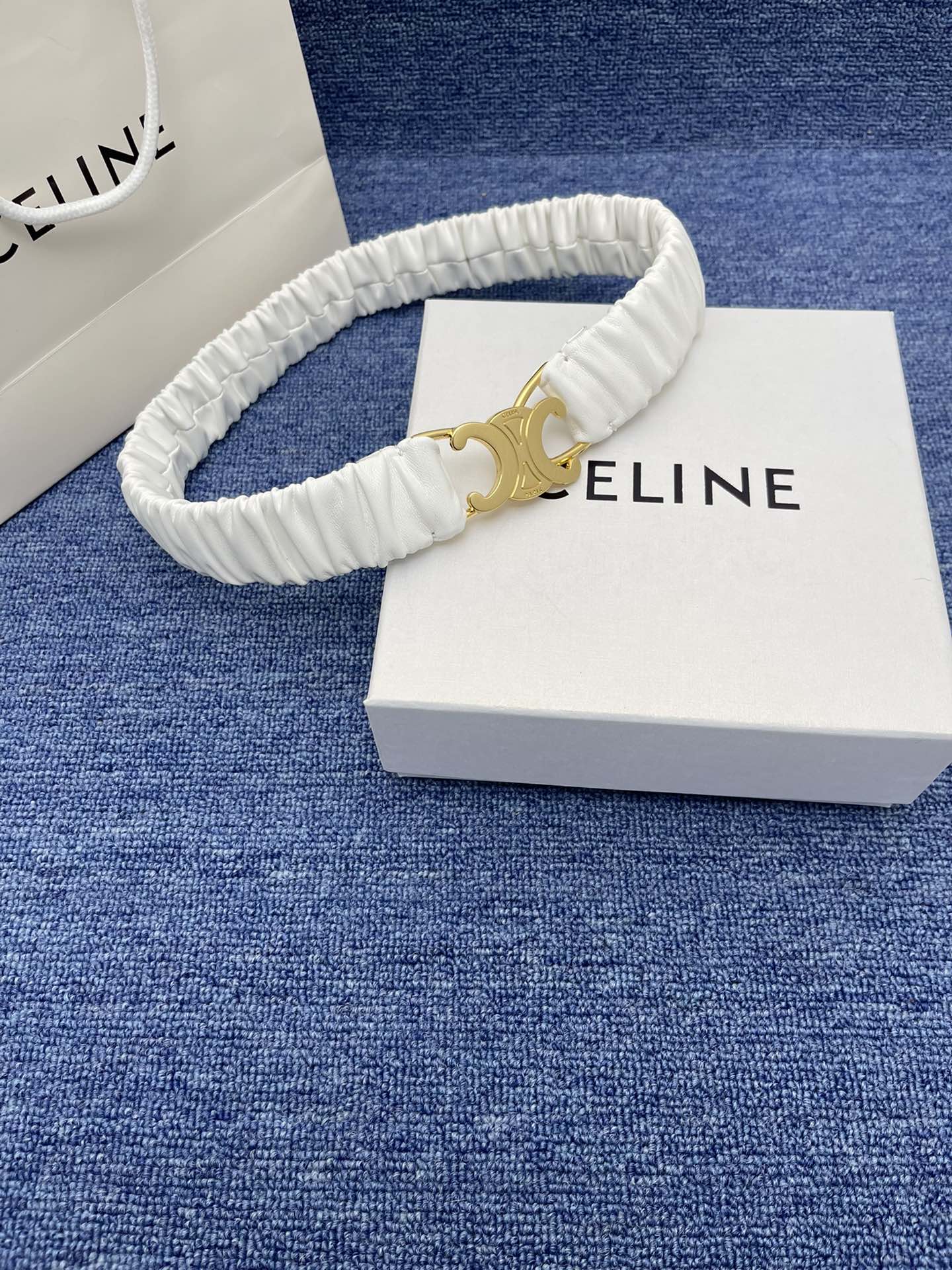 Celine Triomphe Elastic Scrunch Belt