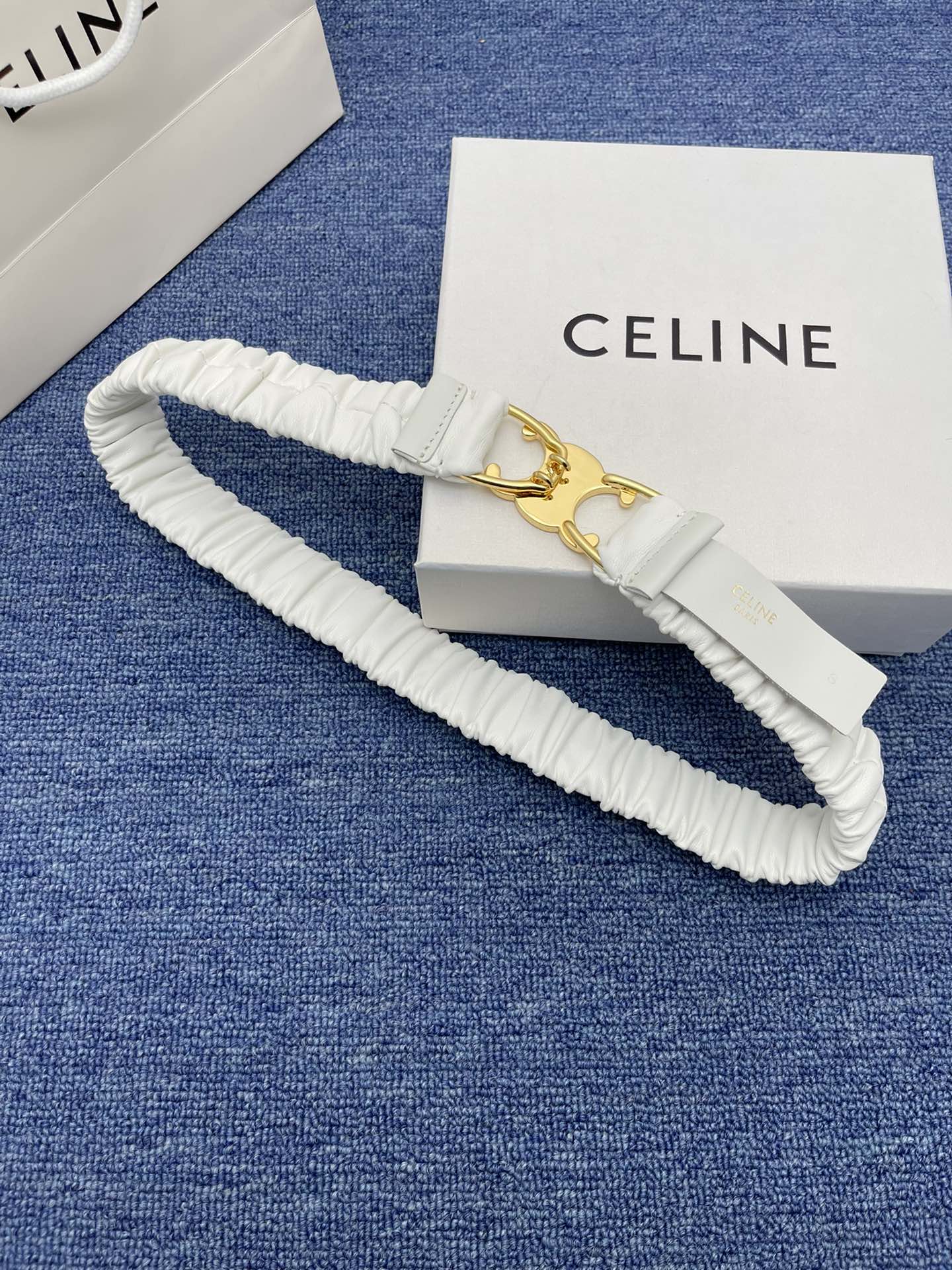 Celine Triomphe Elastic Scrunch Belt