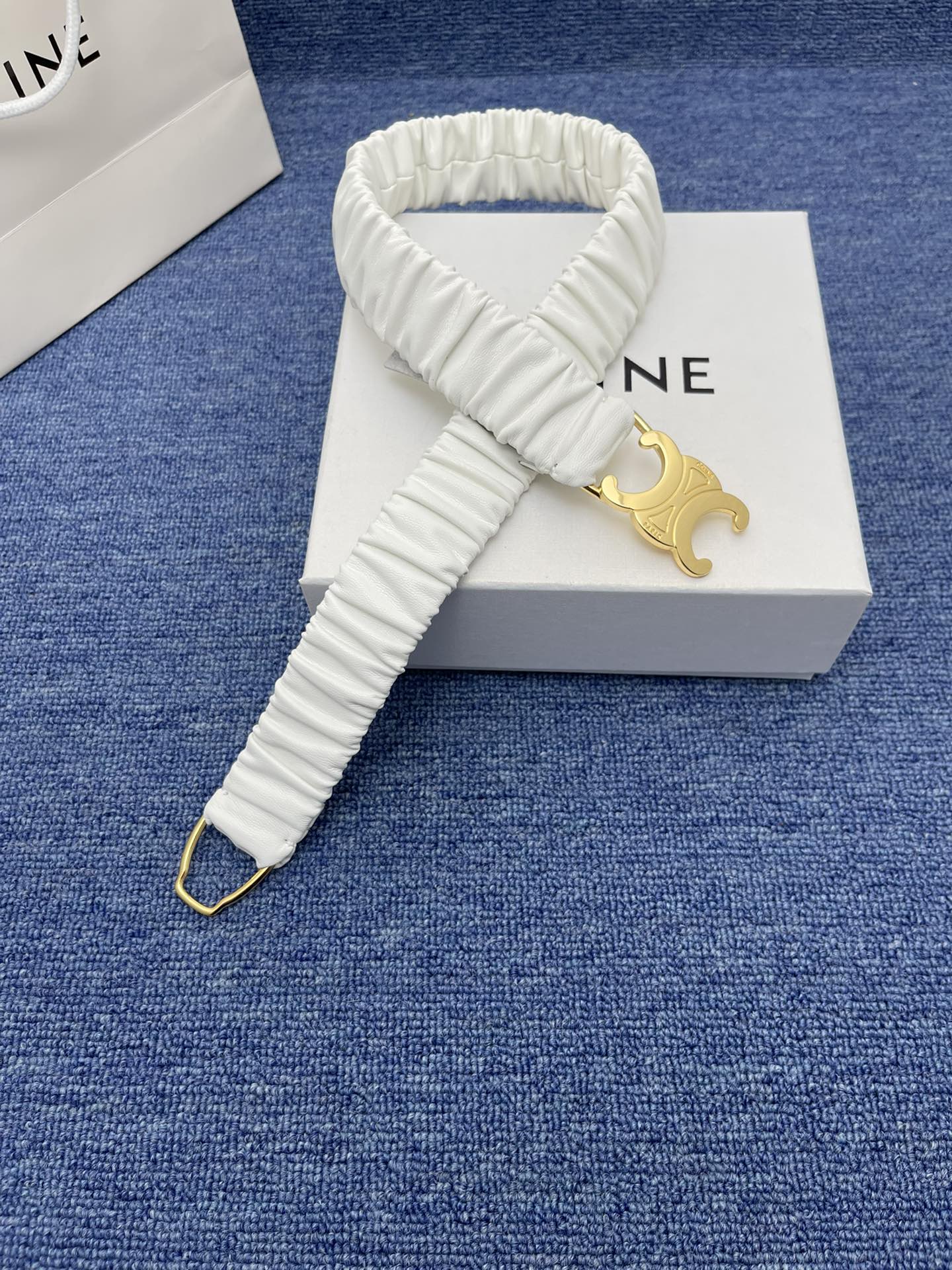 Celine Triomphe Elastic Scrunch Belt