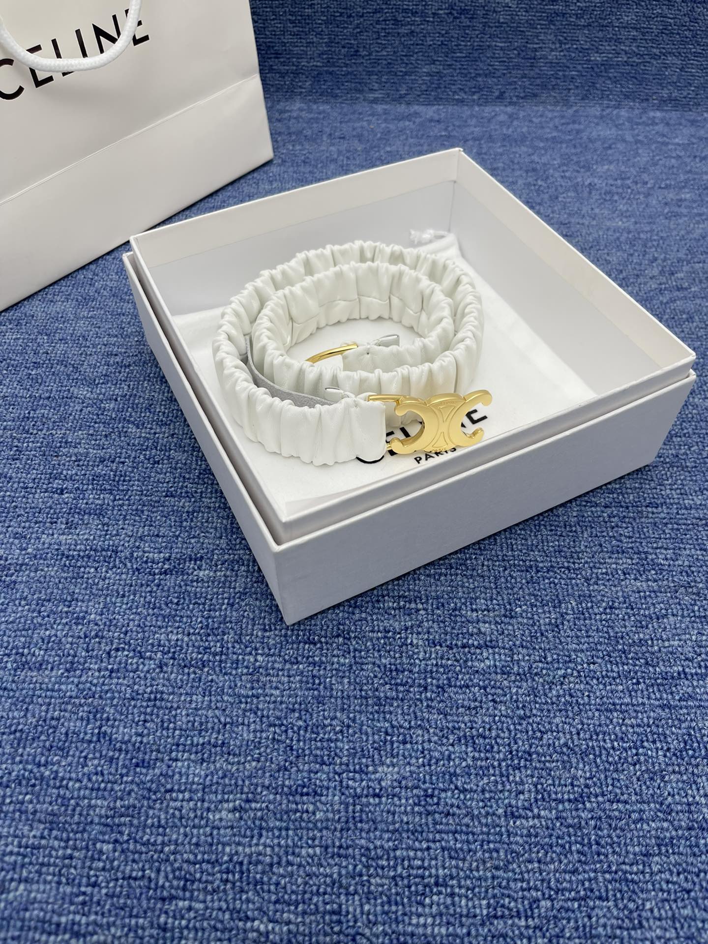Celine Triomphe Elastic Scrunch Belt
