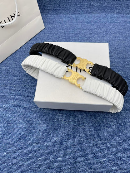 Celine Triomphe Elastic Scrunch Belt