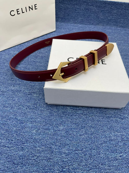 Celine Western Belt in Smooth Calfskin with Triangular Buckle