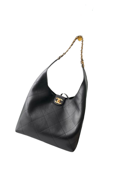 Chanel 25P Black Hobo Bag